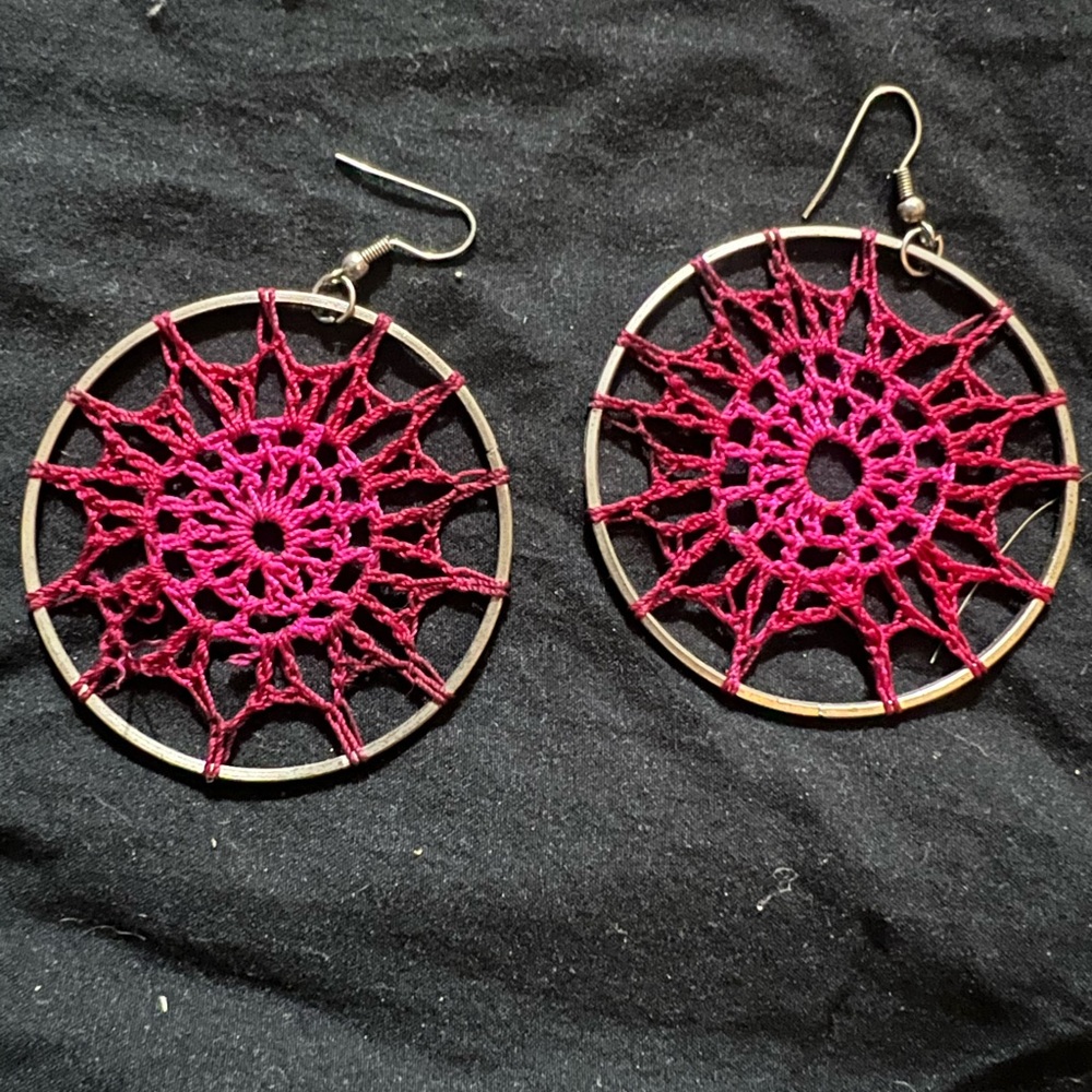Elegant Pink Crochet Hoop Earrings